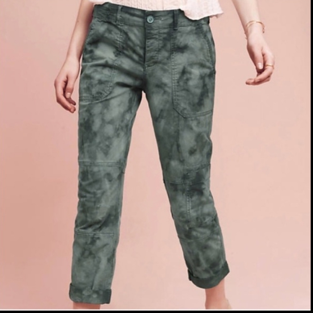Anthropologie hei hei tie dye green cargo pants